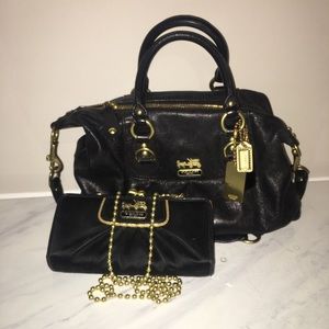 Black Coach purse and matching wallet/clutch